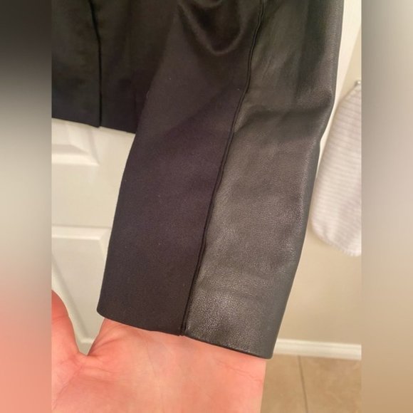 SOLD Judith + Charles Made in Canada Leather and Wool Blazer - Picture 5 of 9